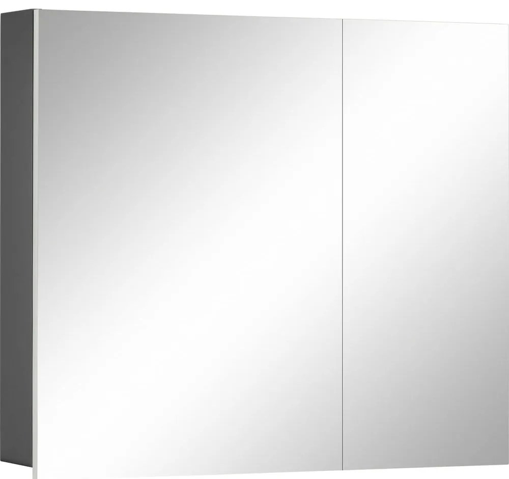 Sivá nástenná kúpeľňová skrinka so zrkadlom Støraa Wisla, 80 x 70 cm