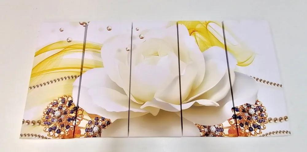 5-dielny obraz luxusná ruža s abstrakciou - 100x50