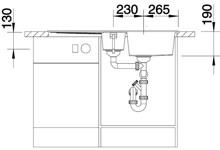 Blanco Metra 6 S, silgranitový drez 1000x500x190 mm, 1,5-komorový, sivá skala, BLA-518878