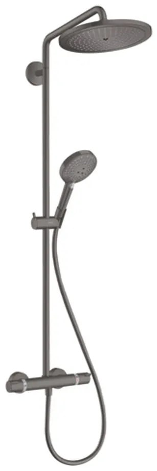 Hansgrohe Croma Select S, Showerpipe 280 1jet EcoSmart 9 l/min s termostatom a ručnou sprchou Raindance Select S 120 3jet, kartáčovaný čierny chróm, HAN-26891340