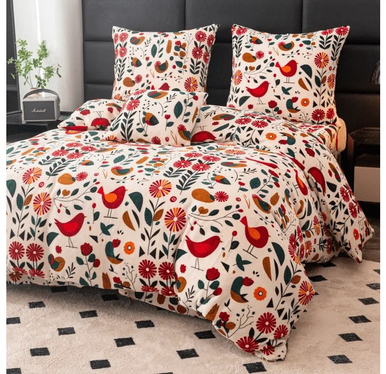 Obliečky mikroplyš RETRO BIRD farebné Rozmer obliečok: 2 ks 70 x 90 cm | 200 x 220 cm