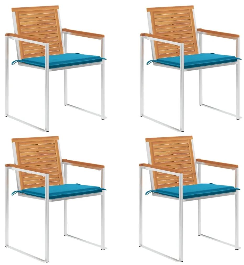 Záhradné stoličky 4 ks s podložkami akáciový masív 3078474