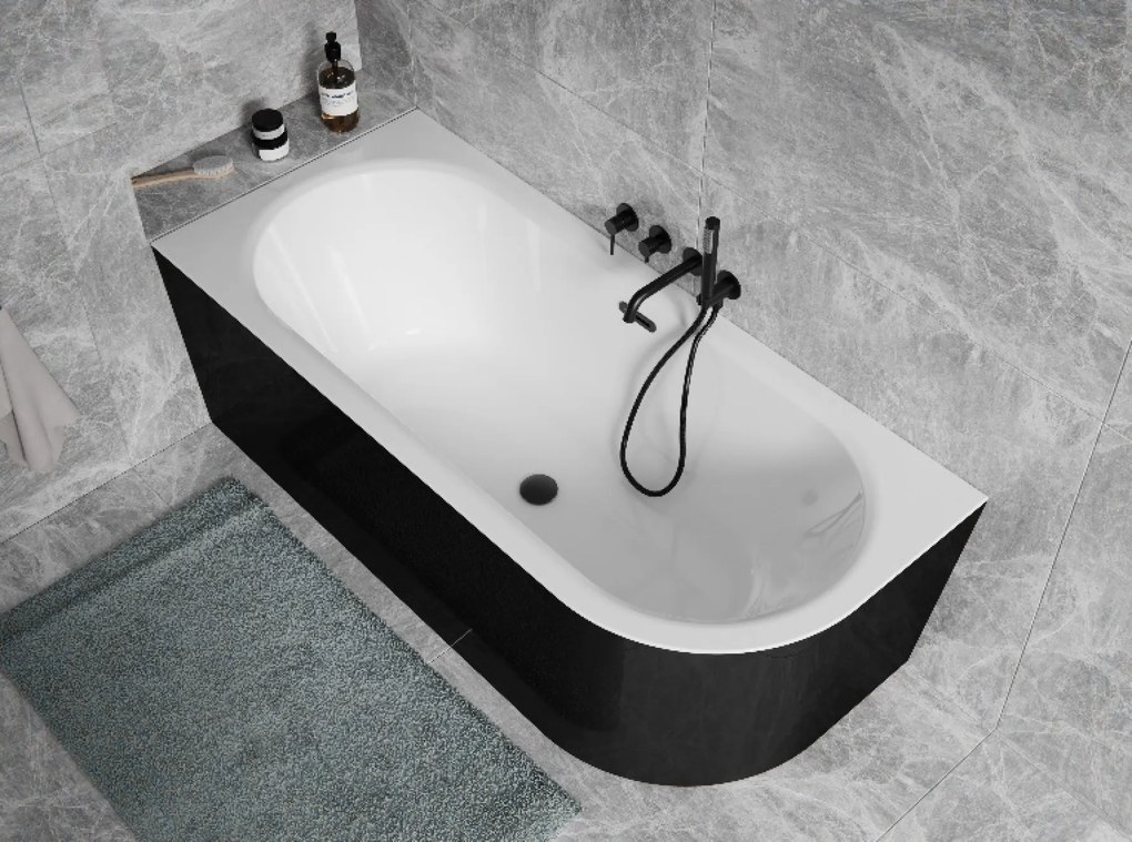 Besco Akrylátová voľne stojaca vaňa Avita A-Line BW Matt CC/SP 150x75 (160x75, 170x75), s prepadom BESCO-Typ výpuste: Alcaplast Click-Clack so štrbin…