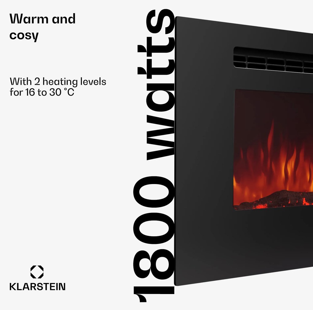 Klarstein Galeras 178, elektrický nástenný krb, 1800 W, LED