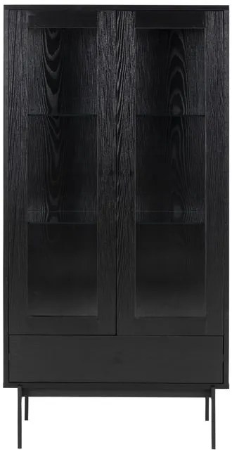 Dvojdverová vitrína ANGUS 75x152 cm čierna, melamínové drevo
