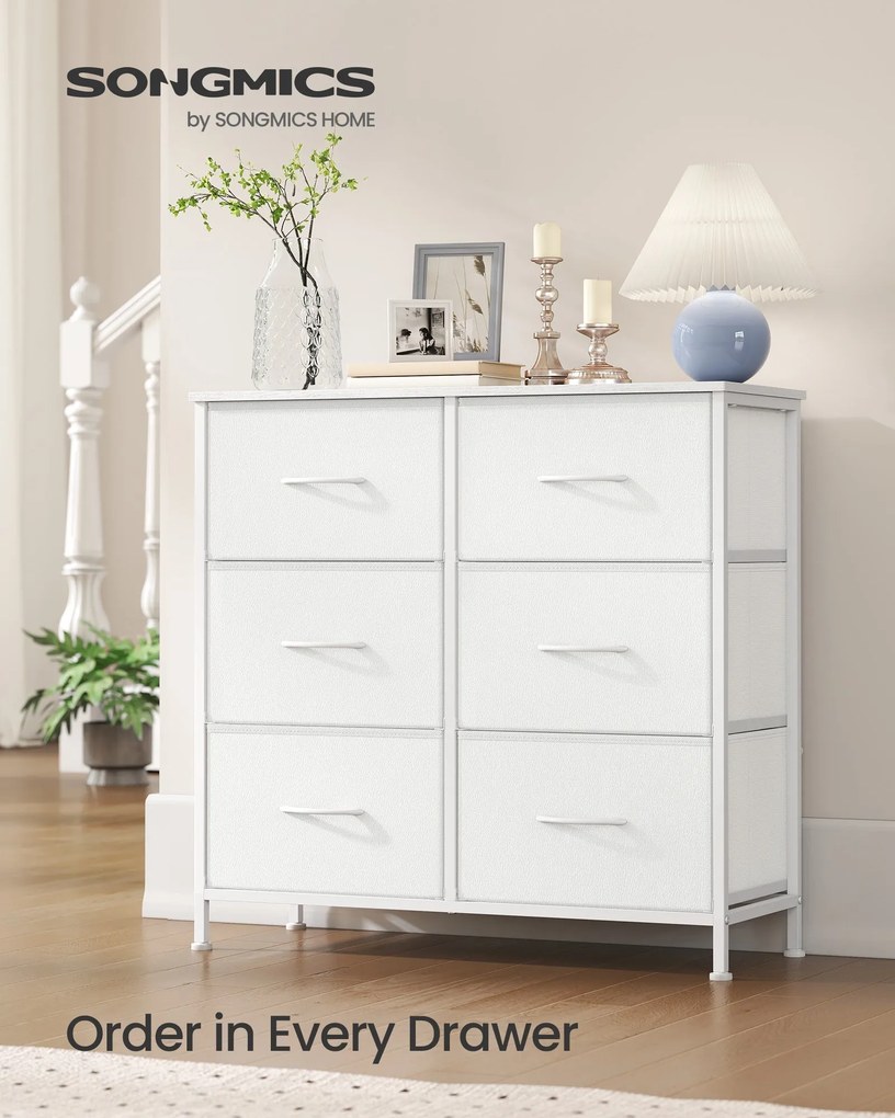 Kolekcia BELLAH - Moderná komoda so 6 zásuvkami, vo farbe cloud white