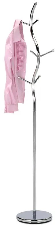 Věšák stojanový, výška 180 cm, kovová chromovaná konstrukce, nosnost 10 kg