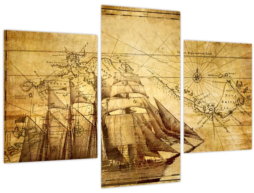 Obraz - Stará mapa (90x60 cm)