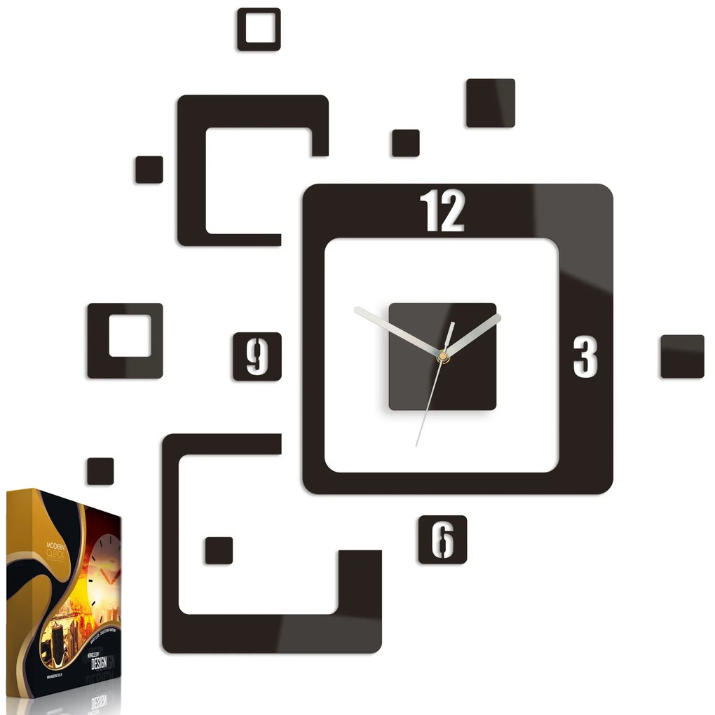 3D nalepovacie hodiny Trio wenge