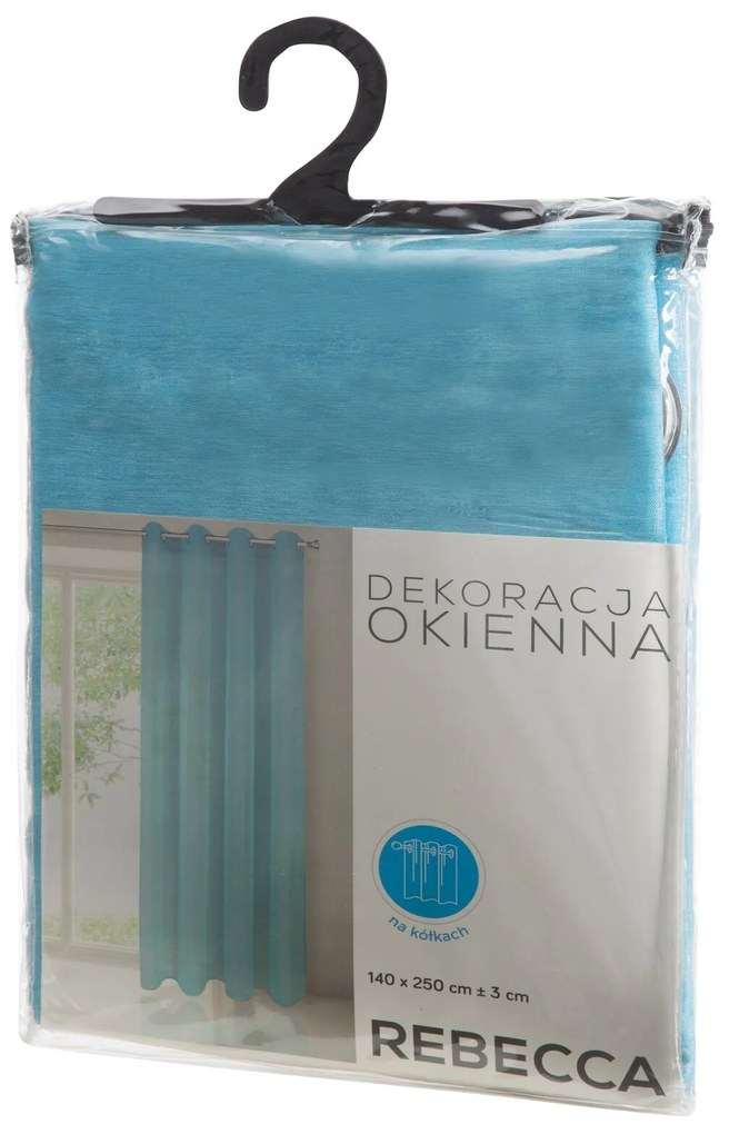 ZÁCLONA NA KRÚŽKOCH REBECCA 140X250 CM MODRÁ