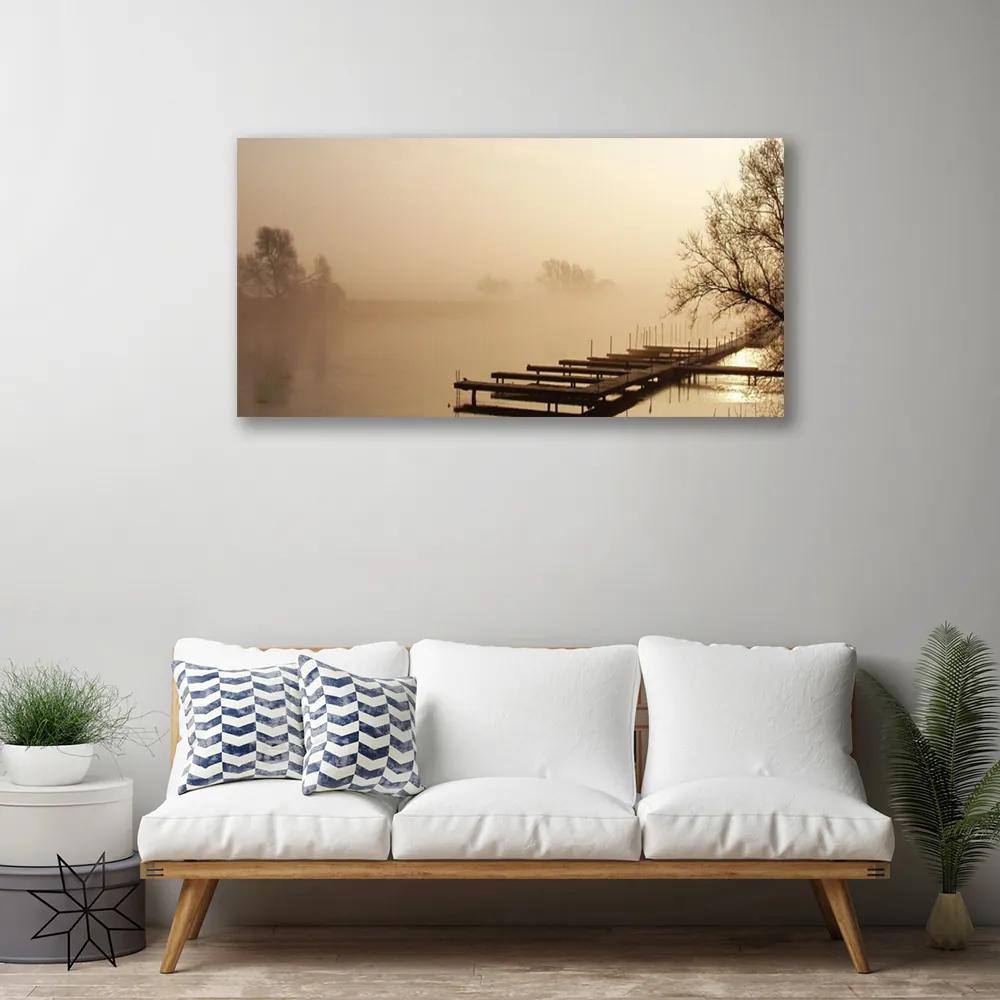 Obraz na plátne Most voda hmla krajina 120x60 cm