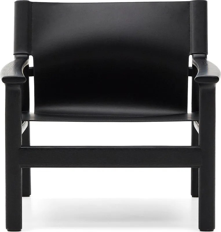 Čierne kožené kreslo Jan – Kave Home