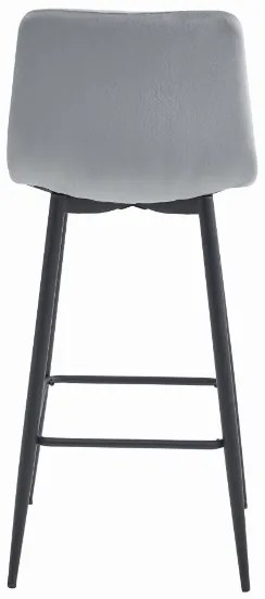Zamatová barová stolička Bari strieborno sivá