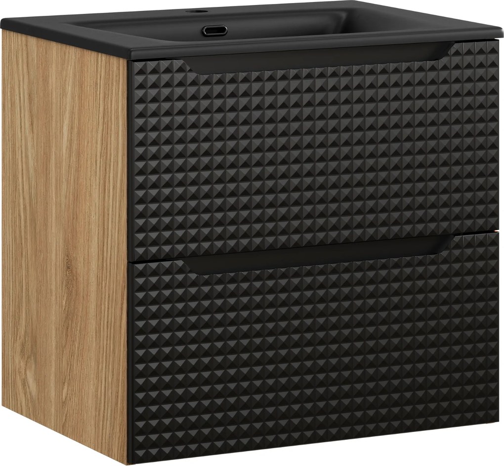 Comad Kúpeľňová skrinka s keramickým umývadlom Luxor Black II 60 cm - čierna mat