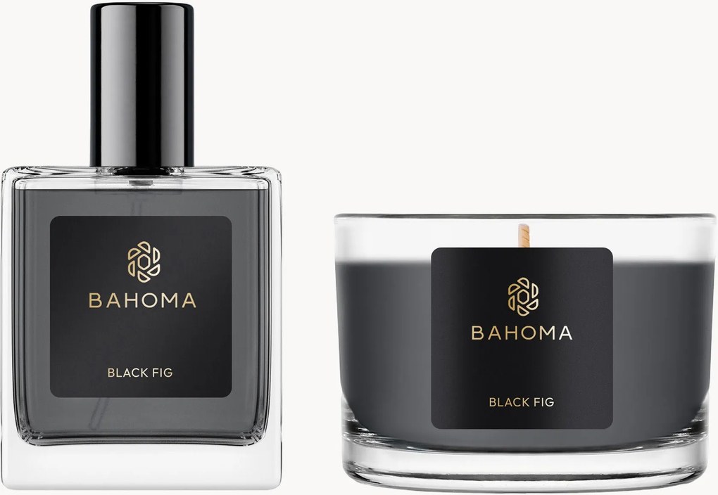 Izbový sprej a vonná sviečka Black Fig, 2 ks (Fig, Aniseed, Green Leaf)