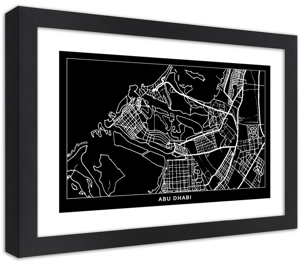 Gario Plagát City plan Abu Dhabi Farba rámu: Bez rámu, Rozmery: 100 x 70 cm