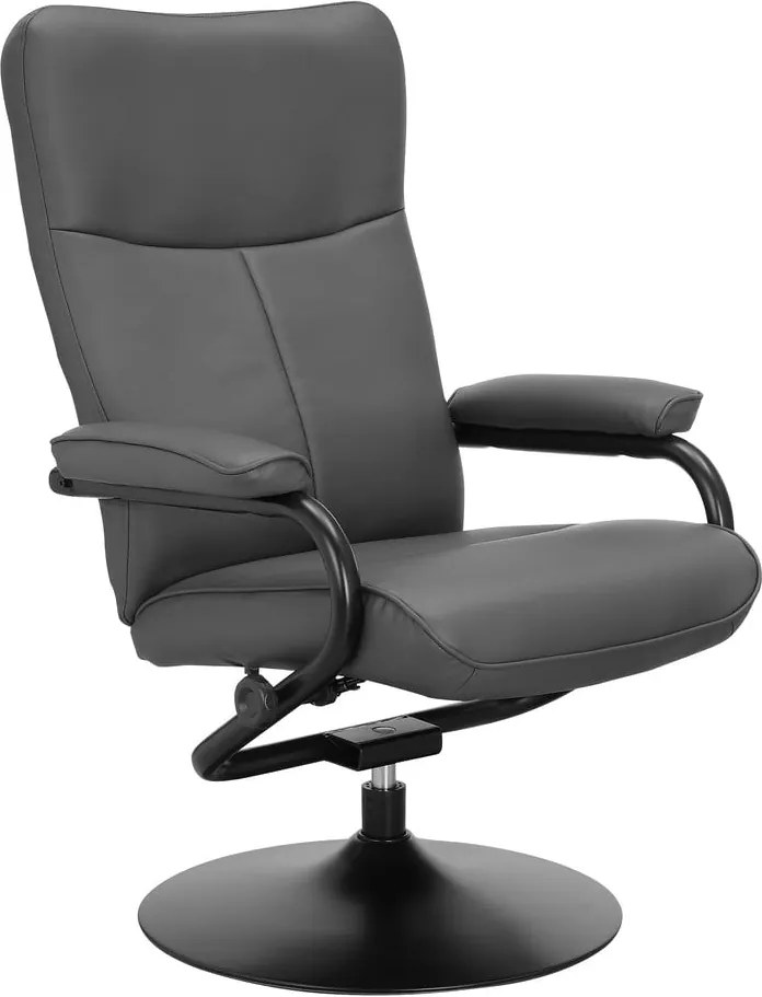 Sivé relaxačné kreslo s podnožkou z imitácie kože Istad – Støraa