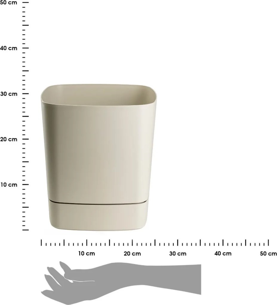 PLASTOVÝ KVETINÁČ CUBI 30X33 CM BÉŽOVÁ