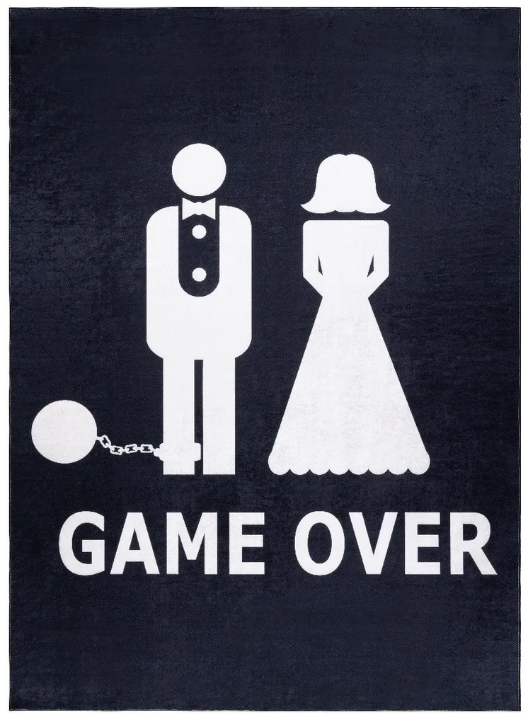 Kusový koberec Bambino 2104 Game Over black, 120x170, čiernobiela, chodba / predsieň, Dywany Łuszczów