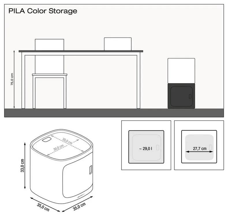 Kvetináč úložný box Lechuza Pila storage Color slate - antracit 35x35x33 cm