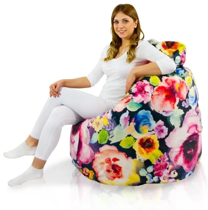 Sedací vak BAG Sako Design Kvety - L