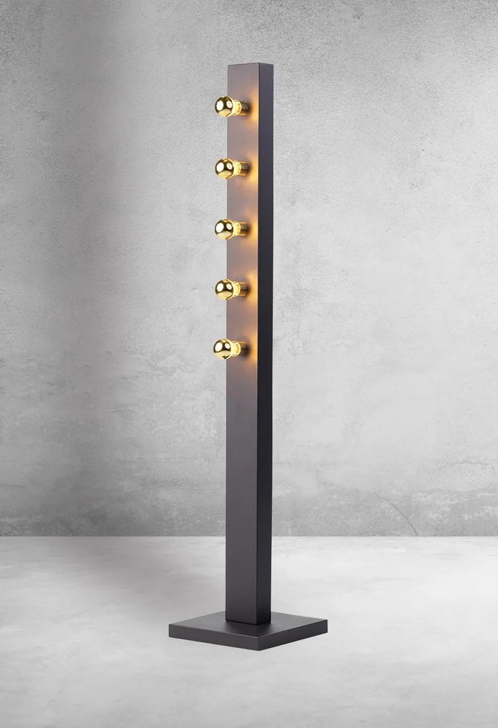 Stojacia lampa Phoenix, čierne telo svietidla