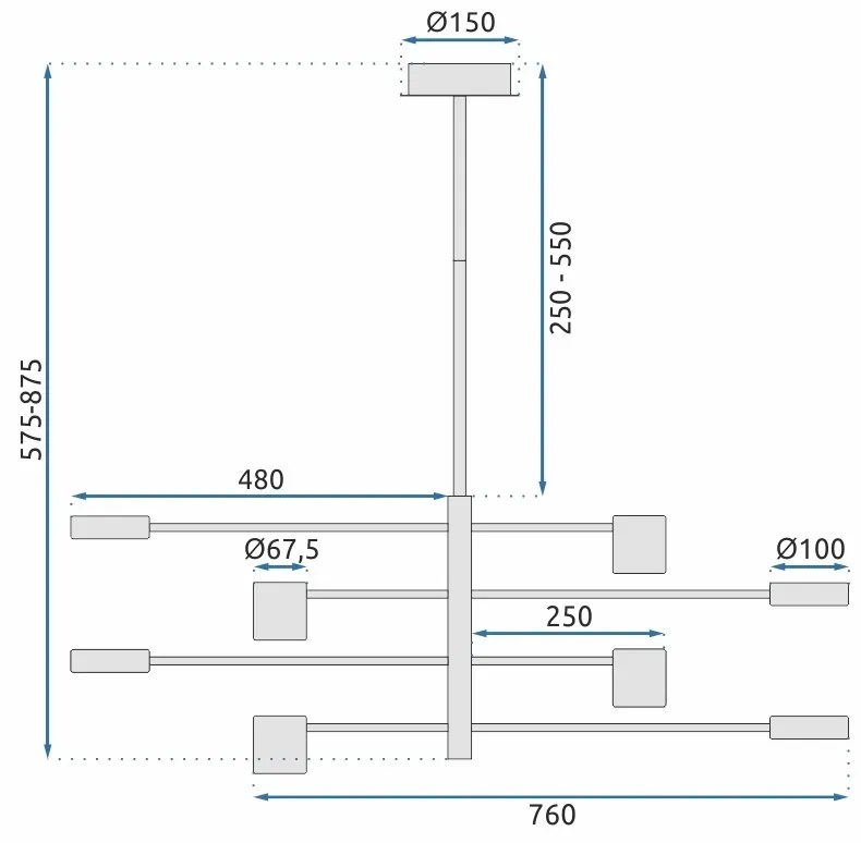 Stropné svietidlo Diagonal Eight čierne