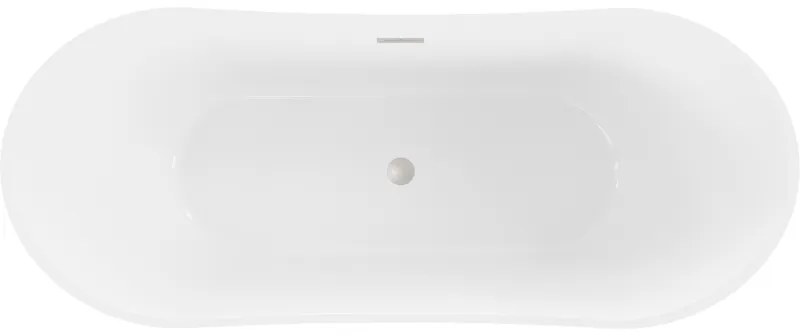 Mexen Celia, voľne stojaca vaňa 170 x 75 cm, biela-čierna, brúsená oceľ prepad, 52331707575-97