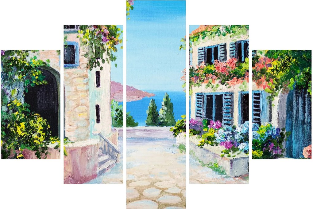 Obraz - Grécka ulička, olejomaľba (150x105 cm)