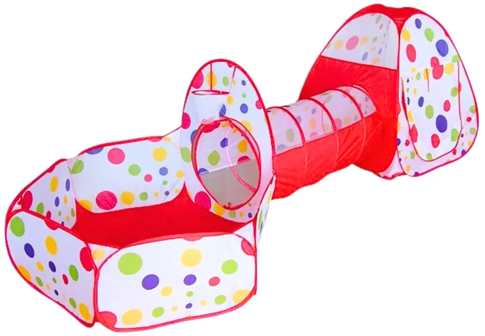 LEAN TOYS Detské ihrisko 3v1 – Iglu, tunel, suchý bazén – Červená
