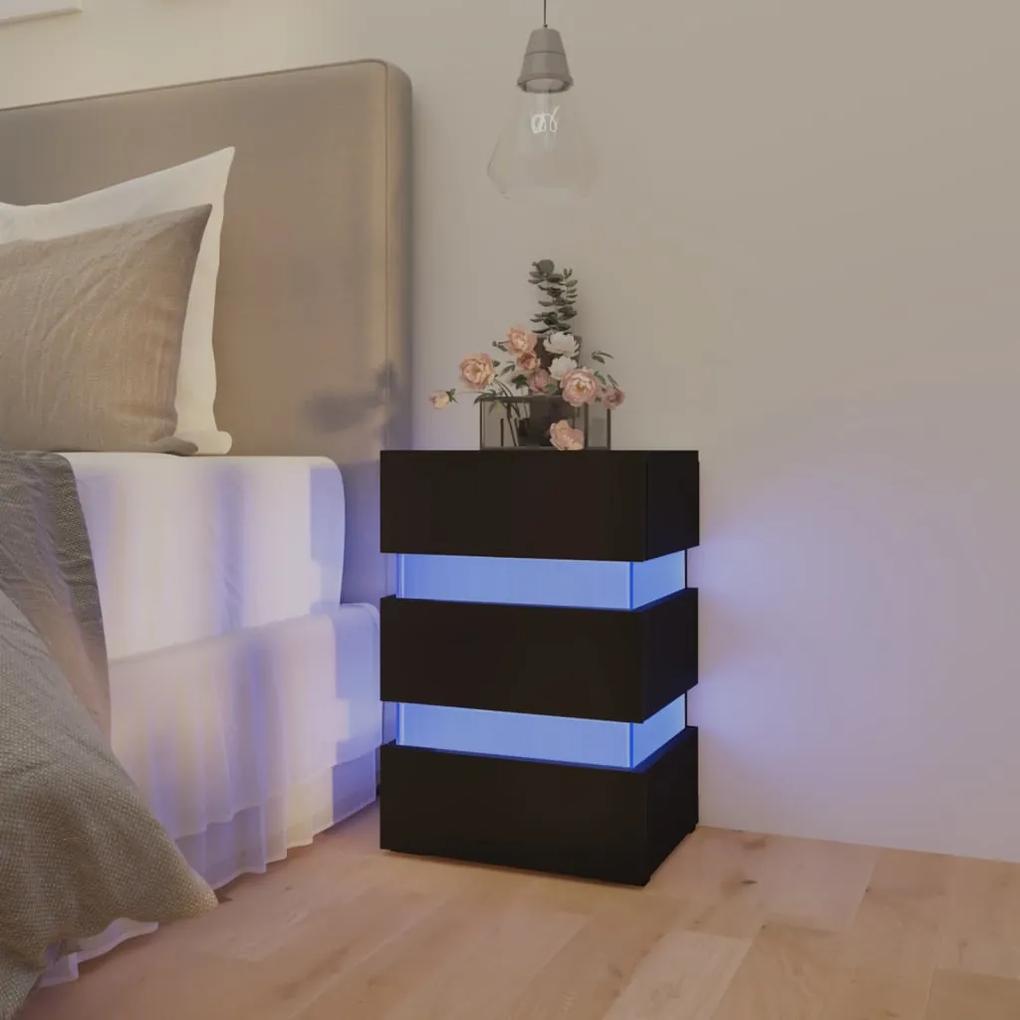 Nočný stolík s LED, čierny 45x35x67 cm, kompozitné drevo 326841