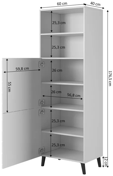 REGÁL DIOS ŠEDÝ LESK NA NOŽIČKÁCH 60 cm