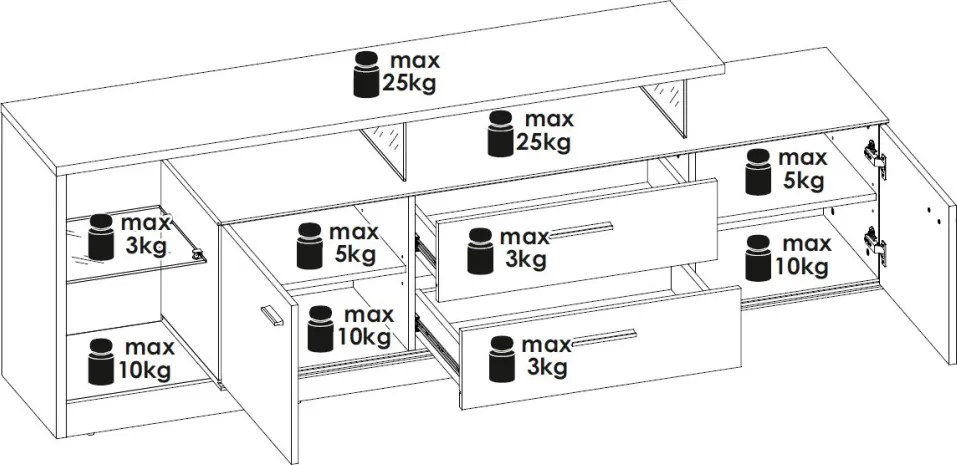 TV stolík Meolo, 191,5 cm, dub cremona/béžový kašmír