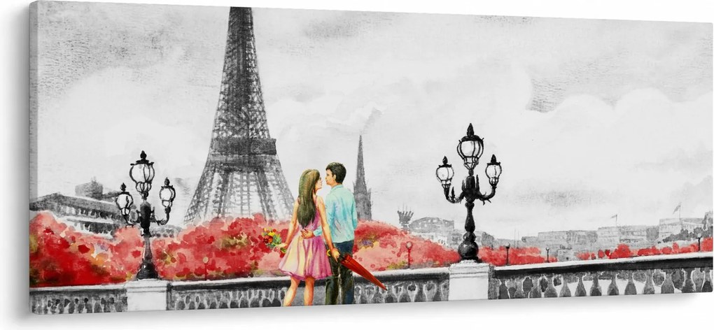 Obraz - Milenci v Paríži (120x50 cm)