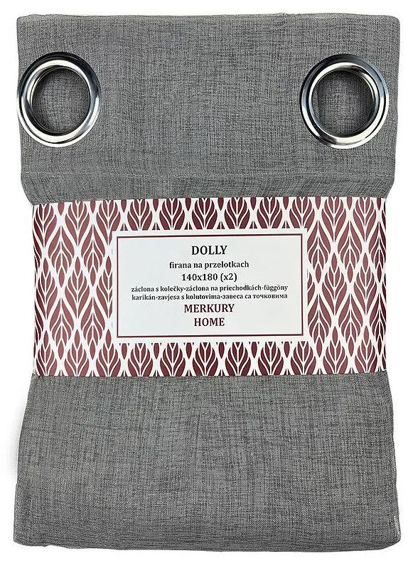 Záclona na priechodkách Dolly polyester tmavo šedá 140x180 (x2) Merkury Home
