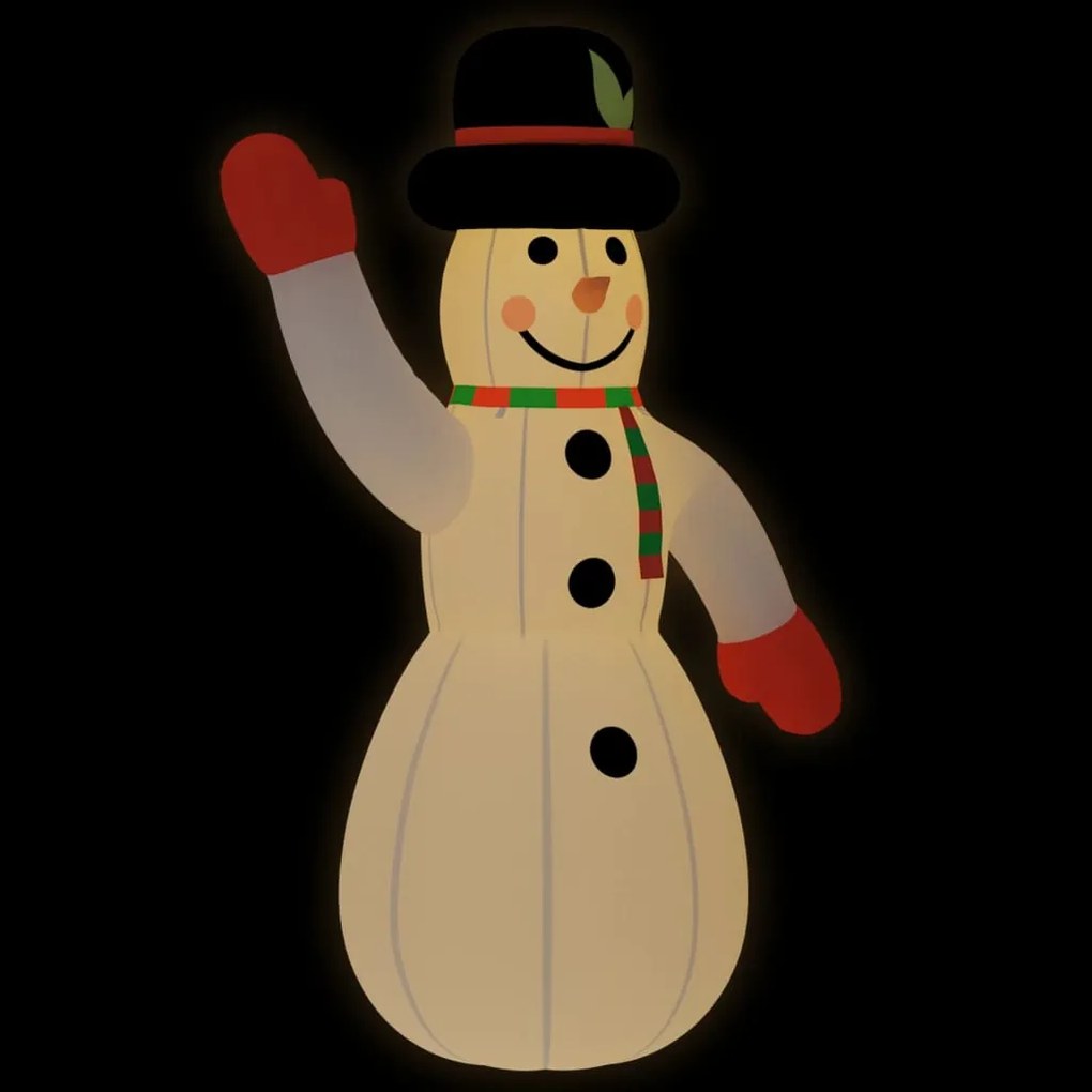 vidaXL Nafukovací vianočný snehuliak s LED 805 cm