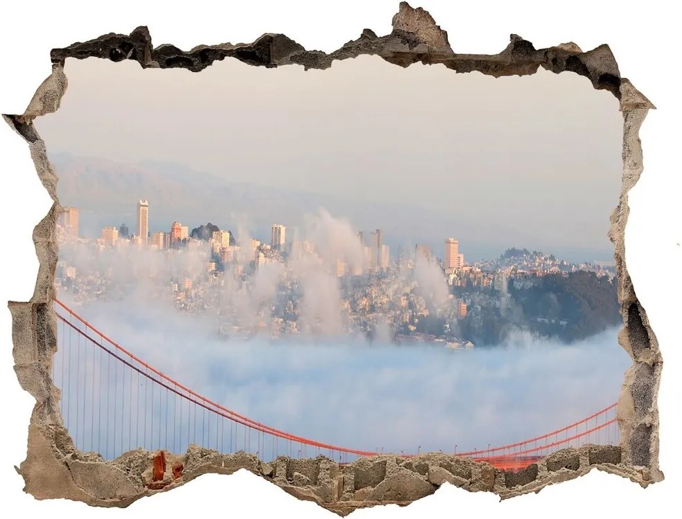 Fototapeta díra na zeď 3D Most San Francisco WallHole-95x64-kamien-4223048