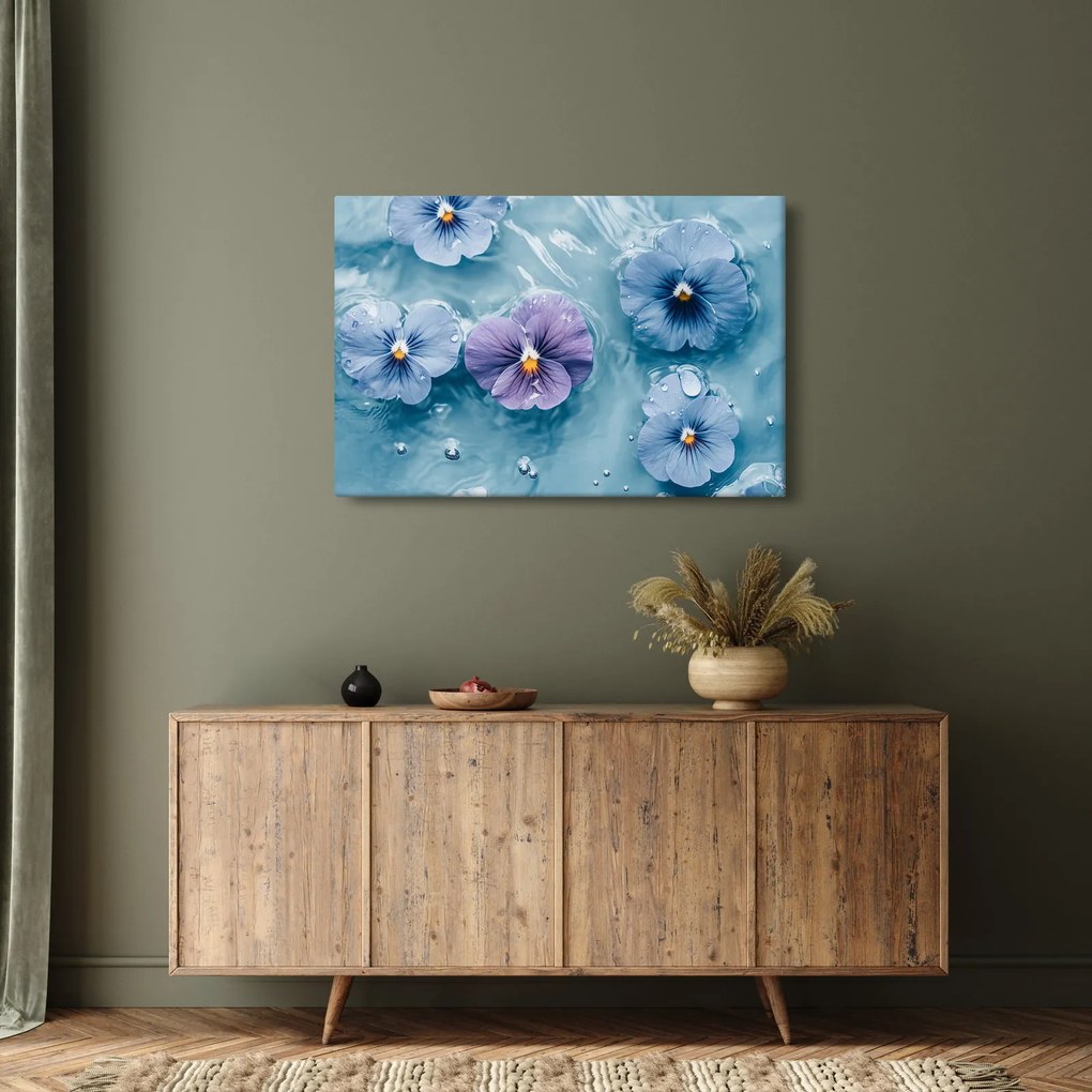 Obraz - Fialky vo vode (90x60 cm)