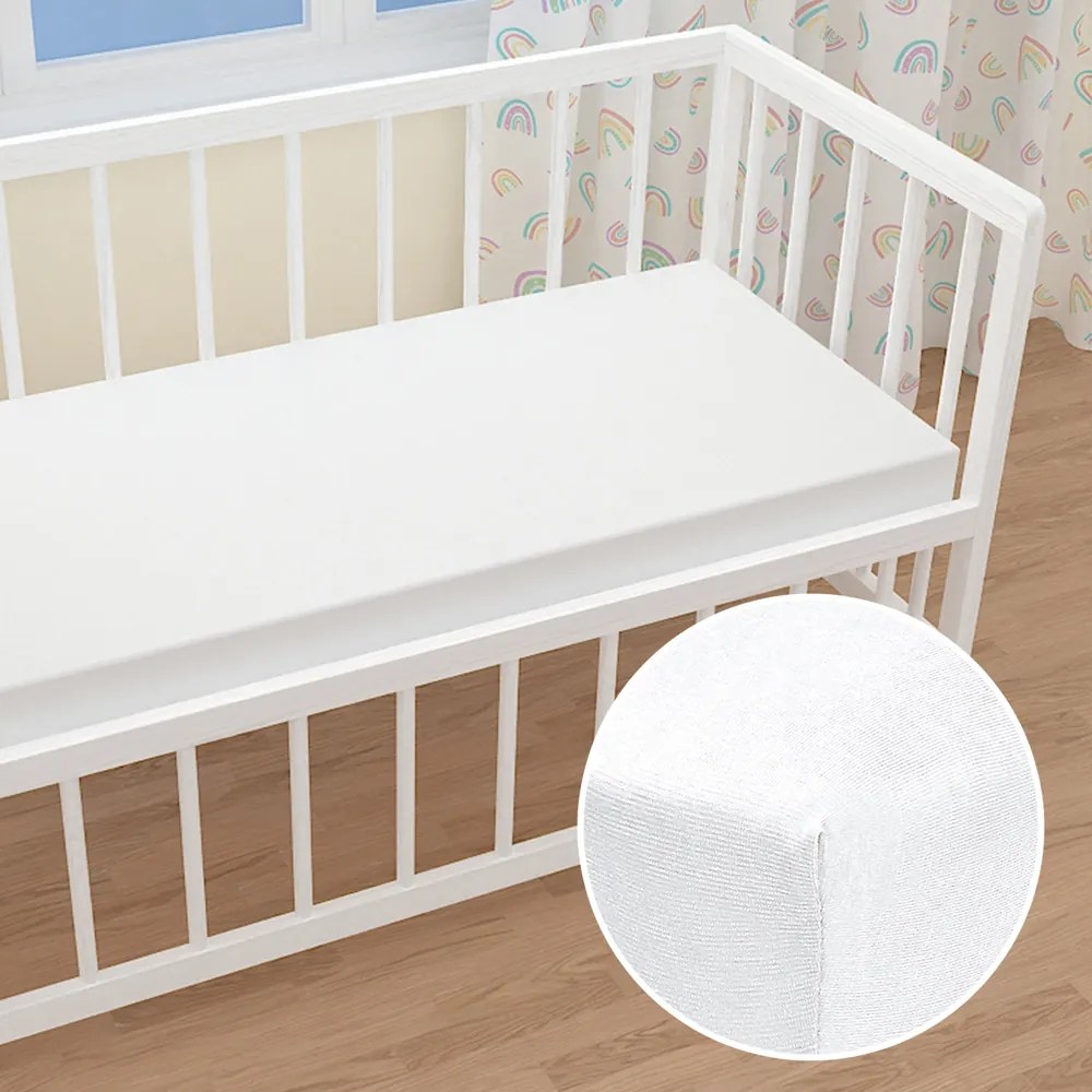 Detské jersey napínacie prestieradlo do postieľky JR-031 Biele 60 x 120 x 10 cm - do postieľky