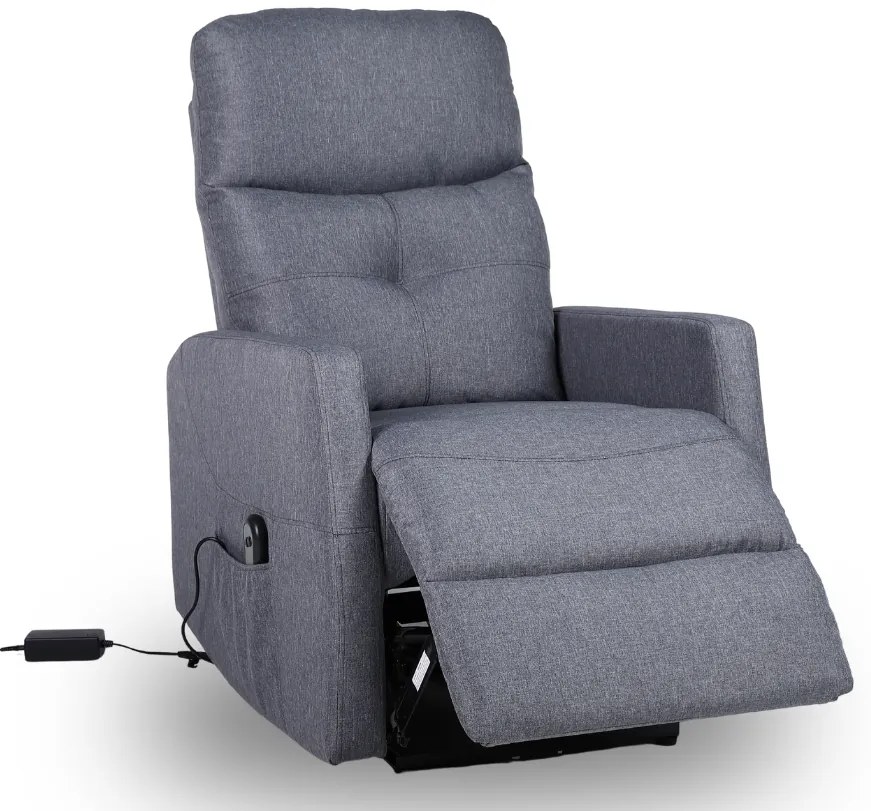 TV kreslo MODO PLUS s elektrickým polohovaním — látka, sivá, nosnosť 130 kg