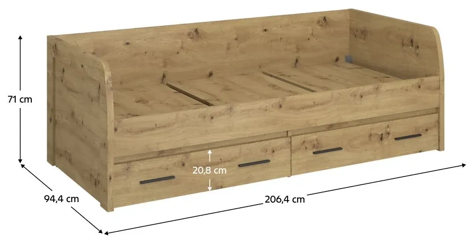 Jednolôžková posteľ  90 IRON (dub artisan) (s roštom). Vlastná spoľahlivá doprava až k Vám domov. 1091586