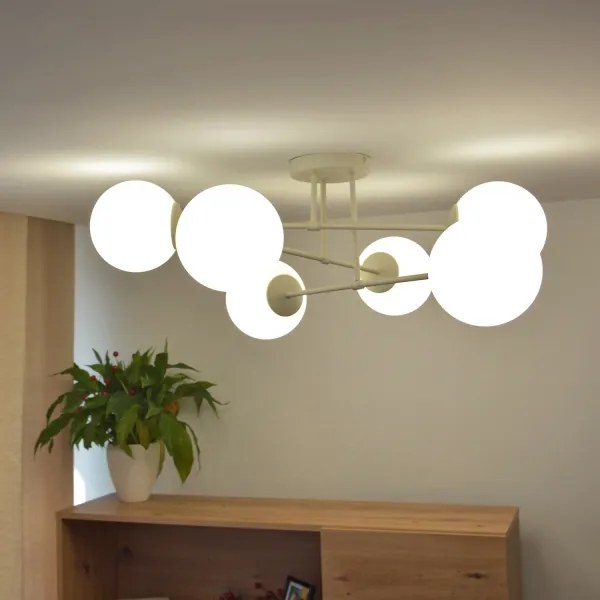 Prisadené stropné svietidlo MOON 6xE27/15W/230V krémové