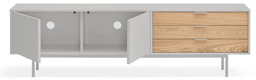 TV stolík v dekore duba v šedo-prírodnej farbe 180x52 cm Sierra – Teulat