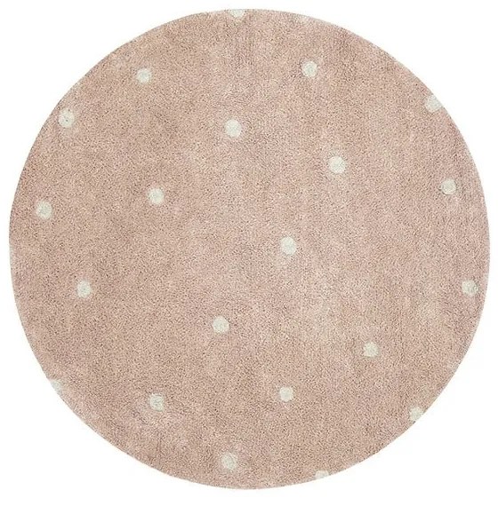 Svetloružový prateľný ručne tkaný bavlnený detský koberec ø140 cm Round Dot Rose – Lorena Canals