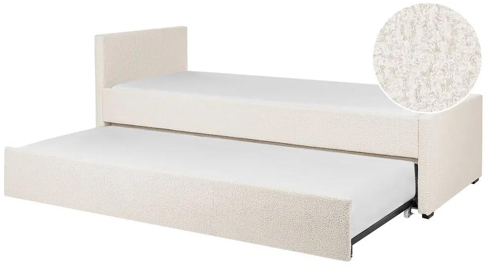 Rozkladacia posteľ s buklé čalúnením 80 x 200 cm svetlobéžová MARMANDE Beliani