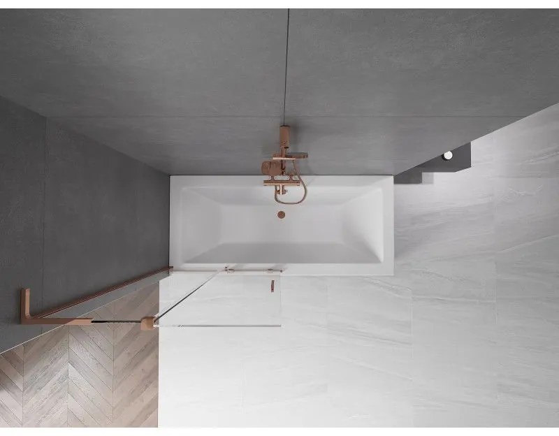 Mexen Velar L, 2-krídlová posuvná vaňová zástena 90 x 150 cm, 8mm číre sklo, ružové zlato, 896-090-003-01-60