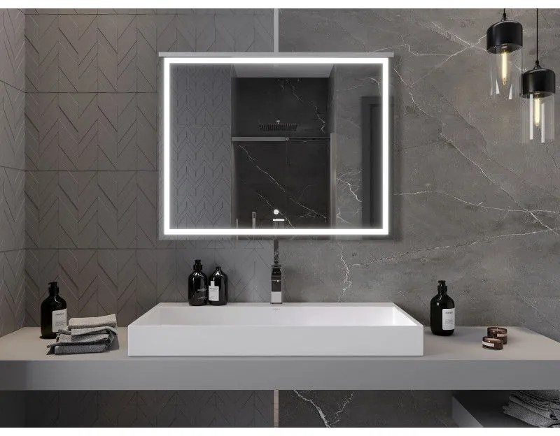 Mexen Miko, LED kúpeľňové zrkadlo s podsvietením 100 x 80 cm, 6000K, ochrana proti zahmlievaniu, 9819-100-080-611-00
