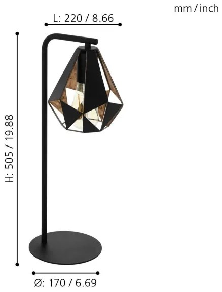 Eglo 43058 - Stolná lampa CARLTON 1xE27/60W/230V
