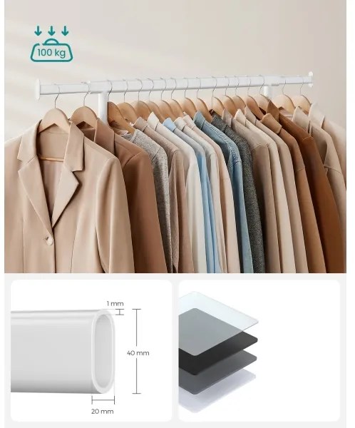 Mobilný stojanový vešiak LINEA biely