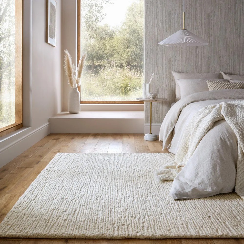Slonovinový ručne tkaný vlnený koberec 200x290 cm Harris Boucle – Flair Rugs